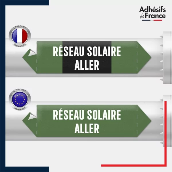 Vinyle adhésif de Tuyauterie norme NFX ou CLP - Eau - réseau solaire aller