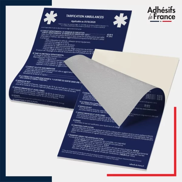 vinyle adhésif tarification ambulances - Fond bleu