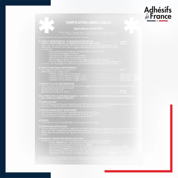 adhésif transparent tarif ambulances