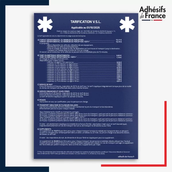 adhésif tarif VSL - ZONE B - Fond bleu