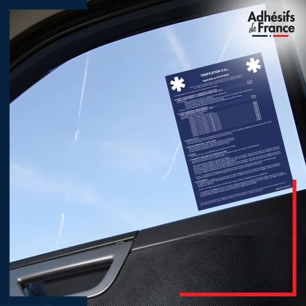 sticker tarif vitre VSL - ZONE D - Fond bleu