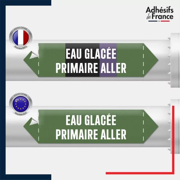 Vinyle adhésif de Tuyauterie norme NFX ou CLP - Eau glacée primaire aller