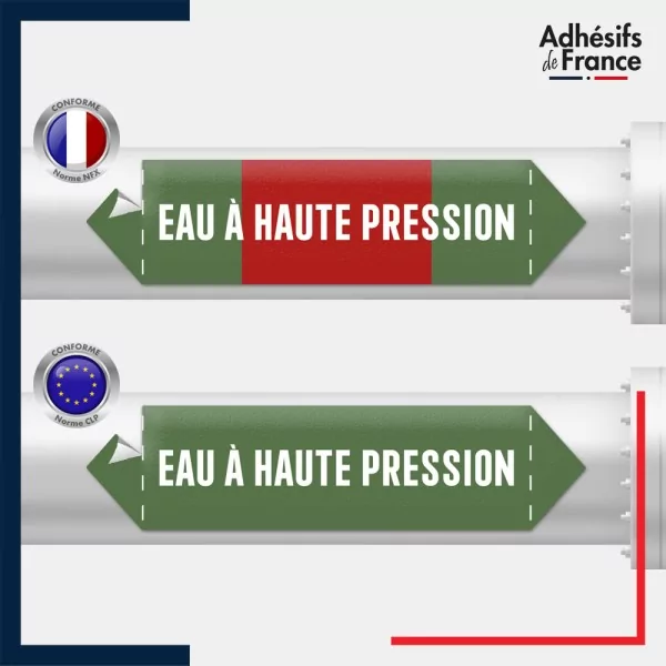 Vinyle adhésif de Tuyauterie norme NFX ou CLP - Eau à haute pression