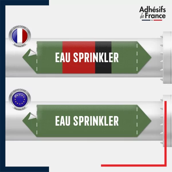 Vinyle adhésif de Tuyauterie norme NFX ou CLP - Eau - Eau sprinkler