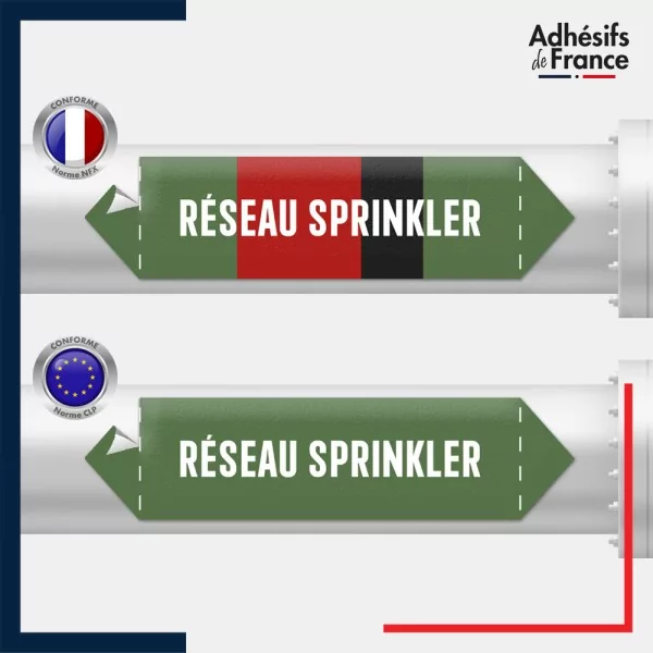 Vinyle adhésif de Tuyauterie norme NFX ou CLP - Eau - Réseau sprinkler