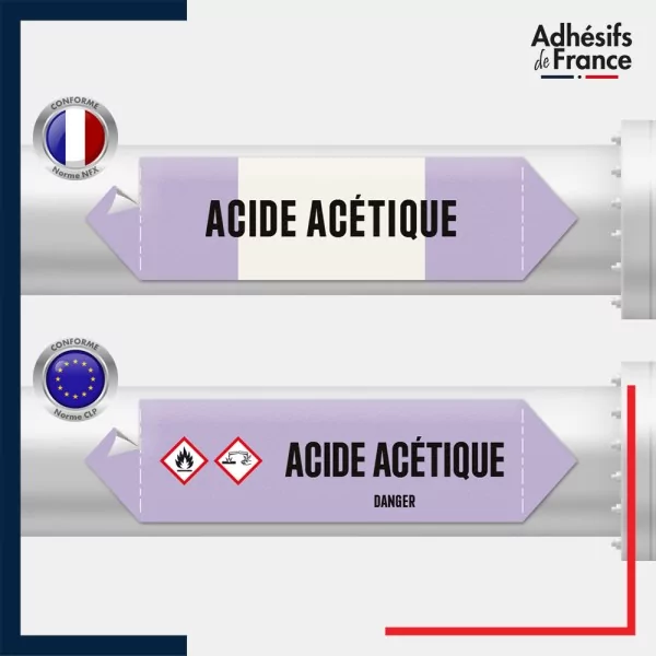 Vinyle adhésif de Tuyauterie norme NFX ou CLP - Acide acétique