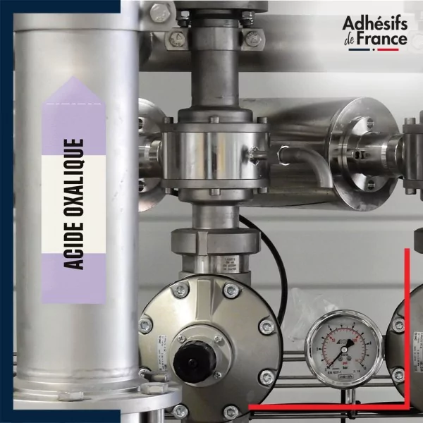 Marqueur tuyauterie norme française NFX acide - adhésif laminé colle forte - Acide oxalique