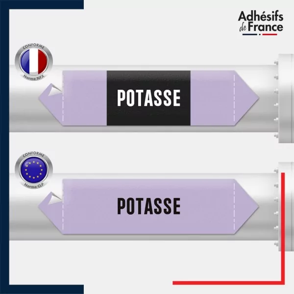 Vinyle adhésif de Tuyauterie norme NFX ou CLP - Acide - Potasse