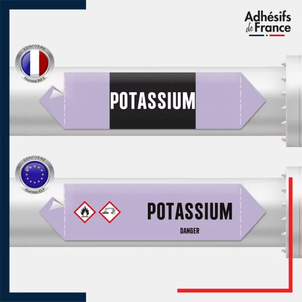 Vinyle adhésif de Tuyauterie norme NFX ou CLP - Acide - Potassium