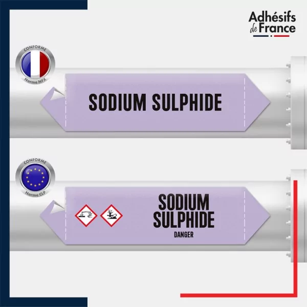 Vinyle adhésif de Tuyauterie norme NFX ou CLP - Acide - Sodium sulphide