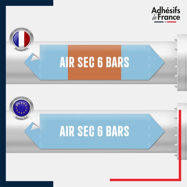 Vinyle adhésif de Tuyauterie norme NFX ou CLP - Air sec 6 bars