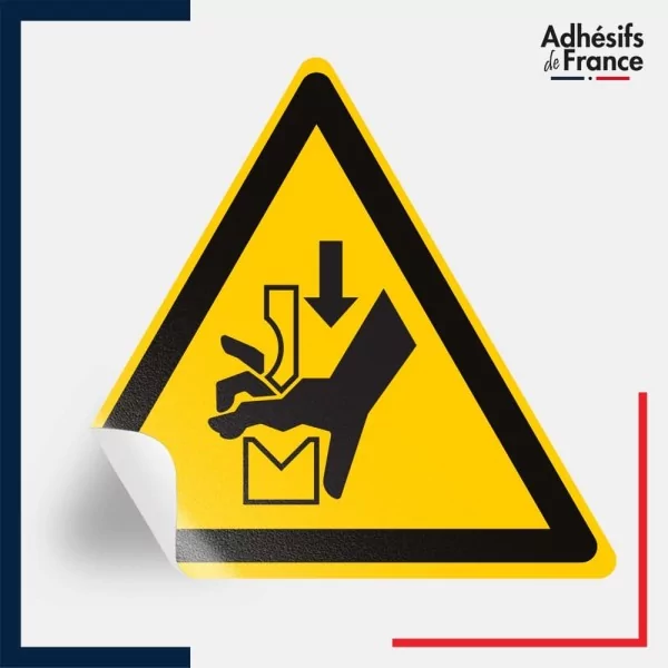 sticker autocollant norme iso 7010 danger écrasement de la main dans une presse plieuse