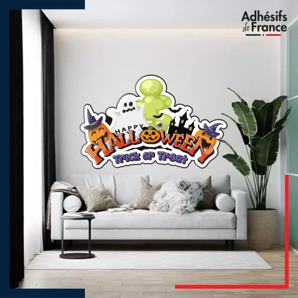Autocollant ambiance Halloween Happy Halloween trick or treat