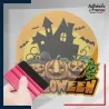 Adhésif Halloween sous film transfert Décor maison hantée et citrouilles Halloween