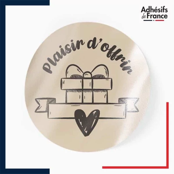 étiquettes plaisir d'offrir - Motif cadeau crayonné (rond)