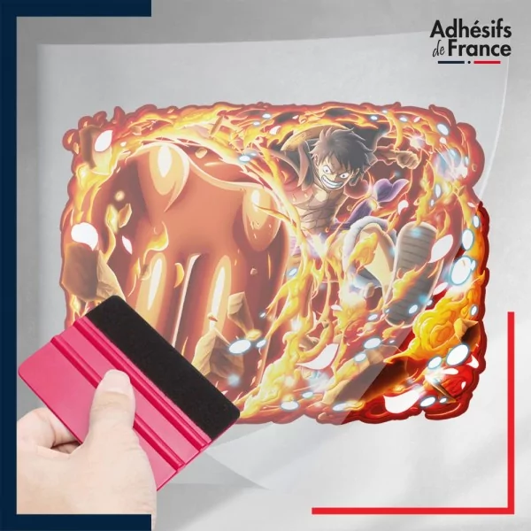 stickers sous film transfert One Piece - Luffy Gear 3 Red Hawk