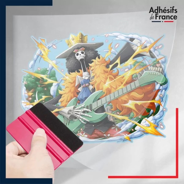 stickers sous film transfert One Piece - Brook avec sa Shark guitare