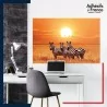 sticker murale décor animaux Zèbres sous le coucher de soleil